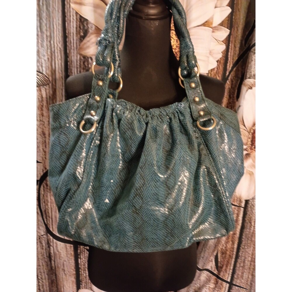 Kirra teal/blue faux snakeskin hobo shoulder bag